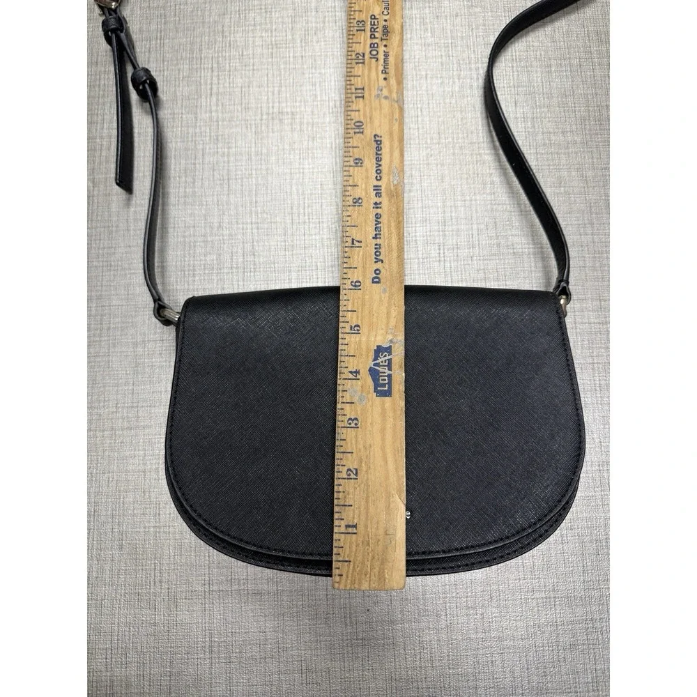 KATE SPADE BLACK SAFFIANO LEATHER FLAP STYLE SMALL CROSSBODY BAG PURSE‎ ~ EUC